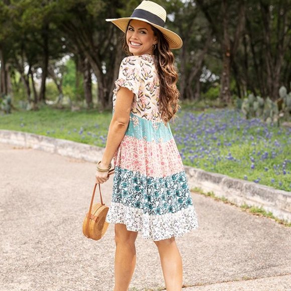 NWT Grace & Lace Patchwork Peasant Tunic Dress - Picture 4 of 8